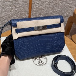 에르메스 Hermes kelly depeches 25cm 73 Blue Saphir/silver