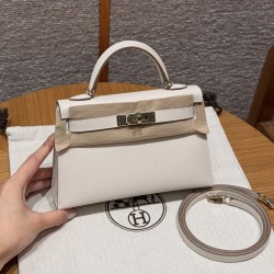 에르메스 Hermes Mini Kelly 19cm Epsom 10 Craie/Light gold