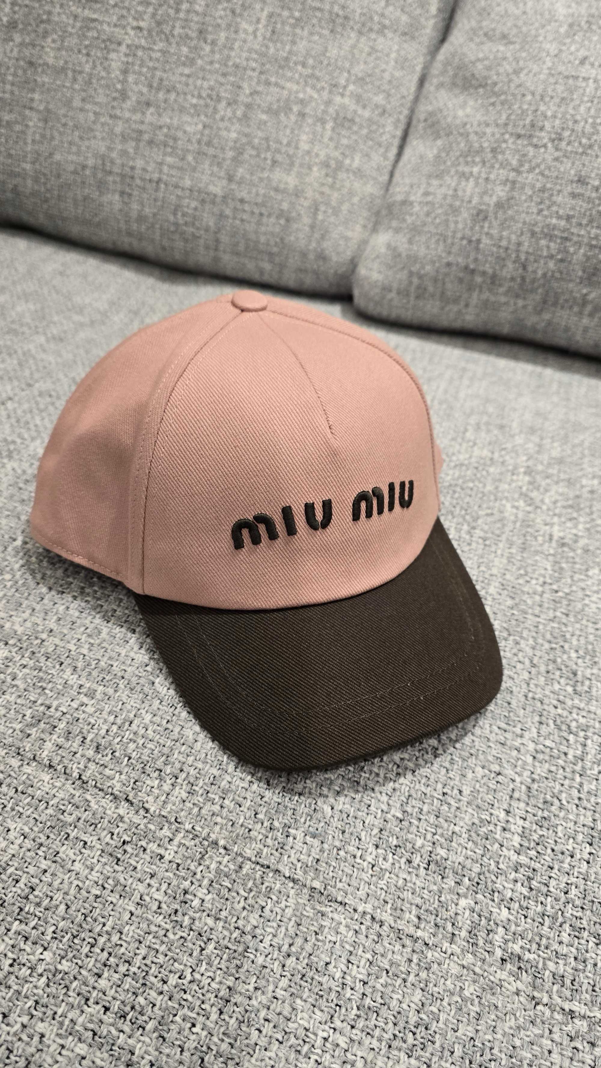 미우 미우 MIU MIU 드릴 베이스볼 캡 오키드 핑크 밀리터리