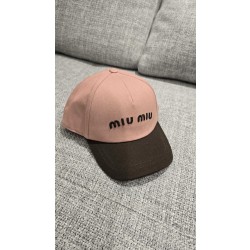 미우 미우 MIU MIU 드릴 베이스볼 캡 오키드 핑크 밀리터리