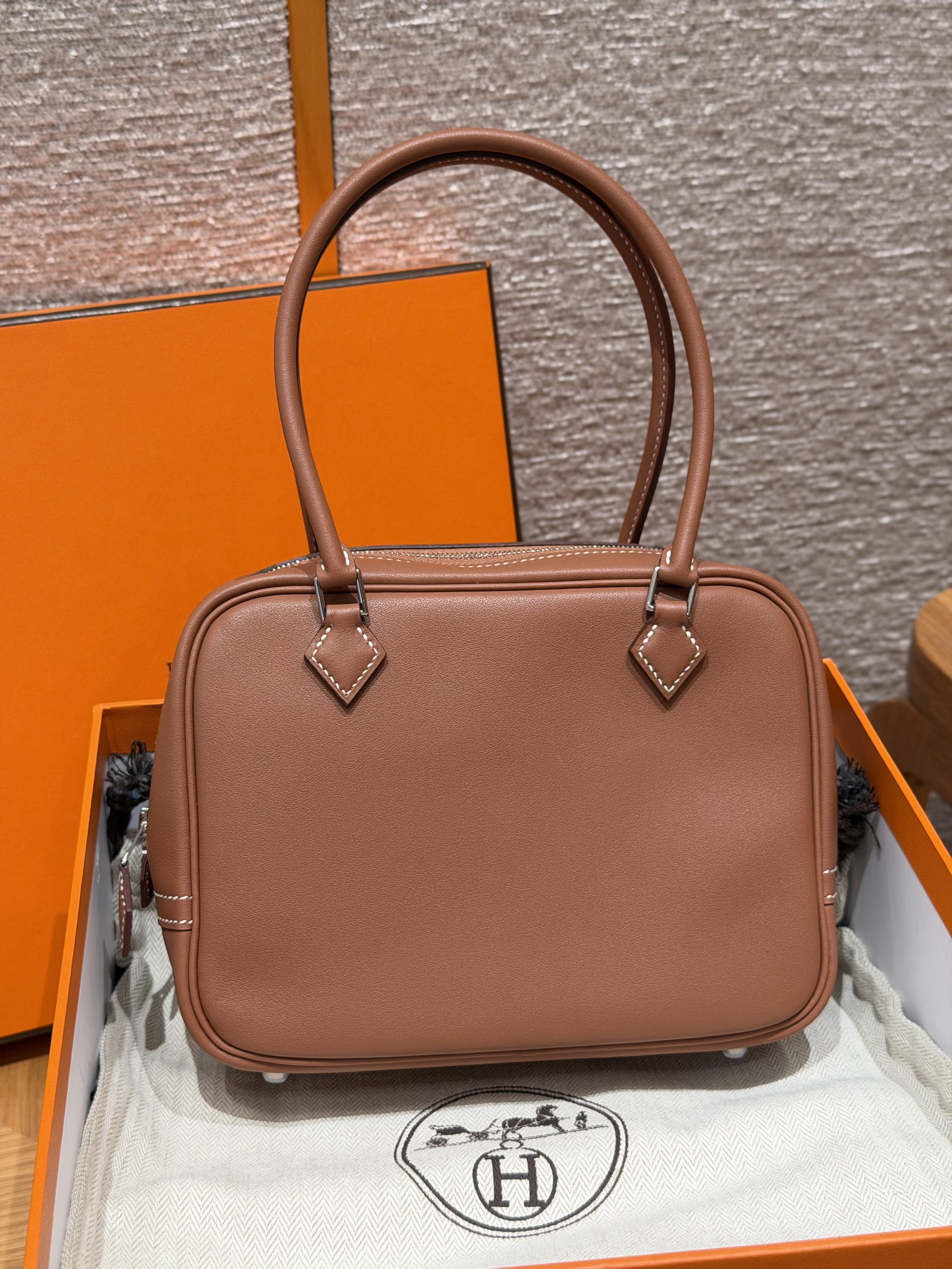 에르메스 Hermes Mini Plume 21cm Swift 37 Gold/silver