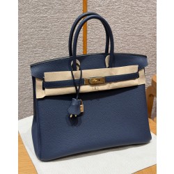 에르메스 Hermes Birkin 35cm Togo 73 Blue Saphir/gold