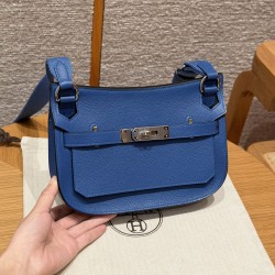 에르메스 Hermes Jypsiere mini 23cm evercolor 71 Blue France/silver