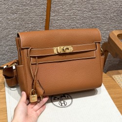 에르메스 Hermes Kelly Messenger 24cm Evercolor 37 Gold/gold