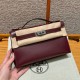 에르메스 Hermes Kelly Pochette 22cm Box 57 Bordeaux/silver