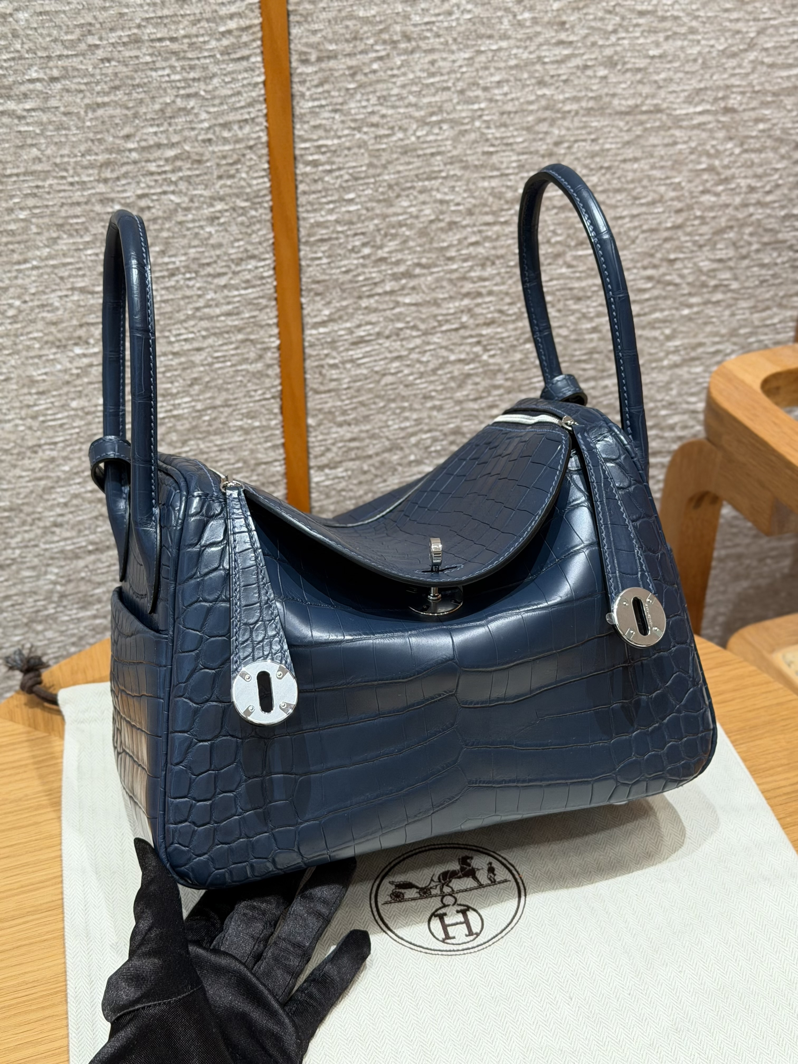 에르메스 Hermes Lindy 26cm 2Z Blue Niut and 71 Blue France/silver