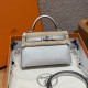 에르메스 Hermes Mini Kelly 19cm Chèvre 05 Argent/silver