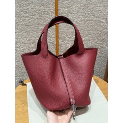 에르메스 Hermes Picotin lock 22cm clemence B5 Ruby/silver