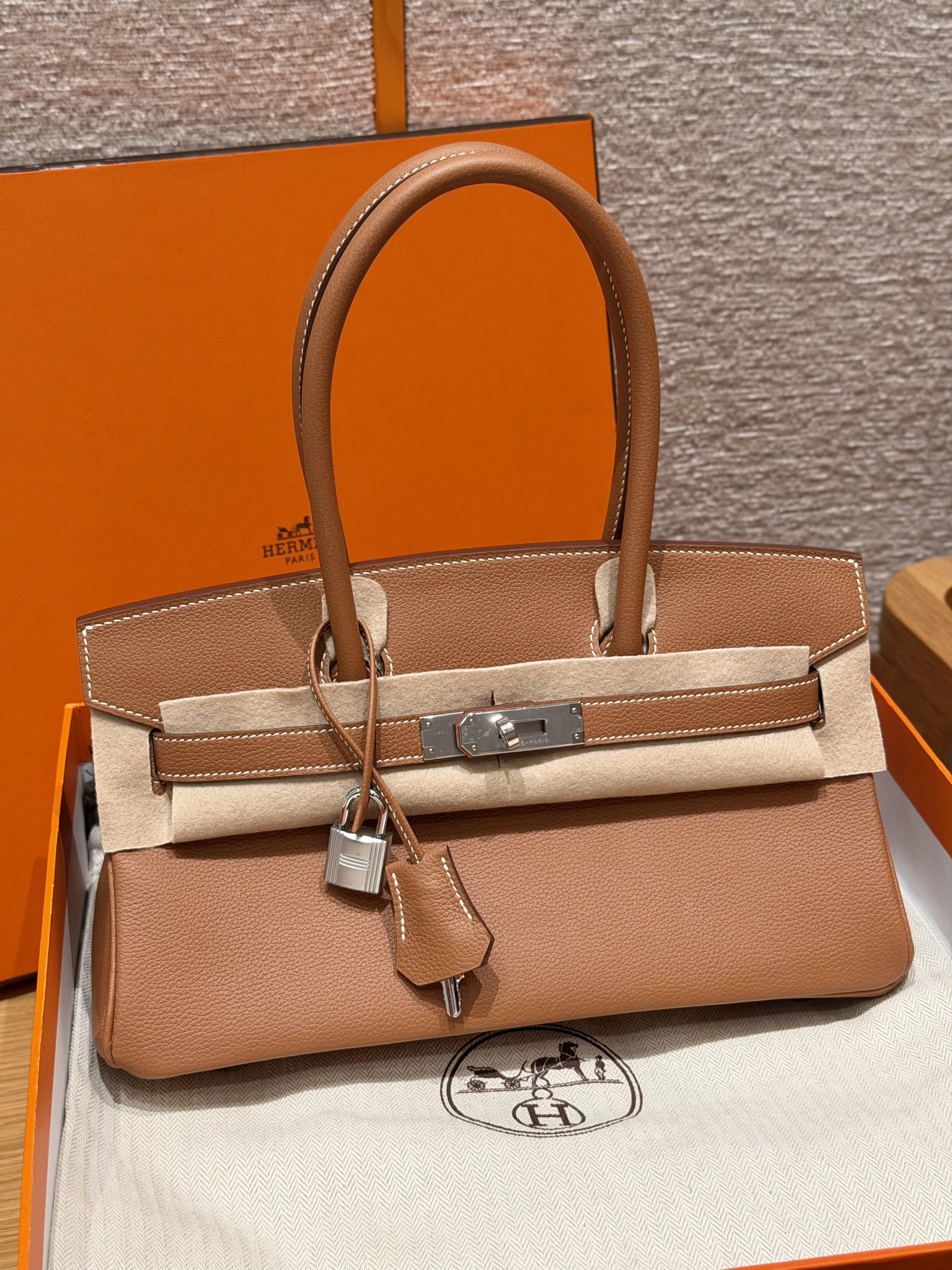 에르메스 Hermes Shoulder Birkin 29cm Evercolor 37 Gold/silver