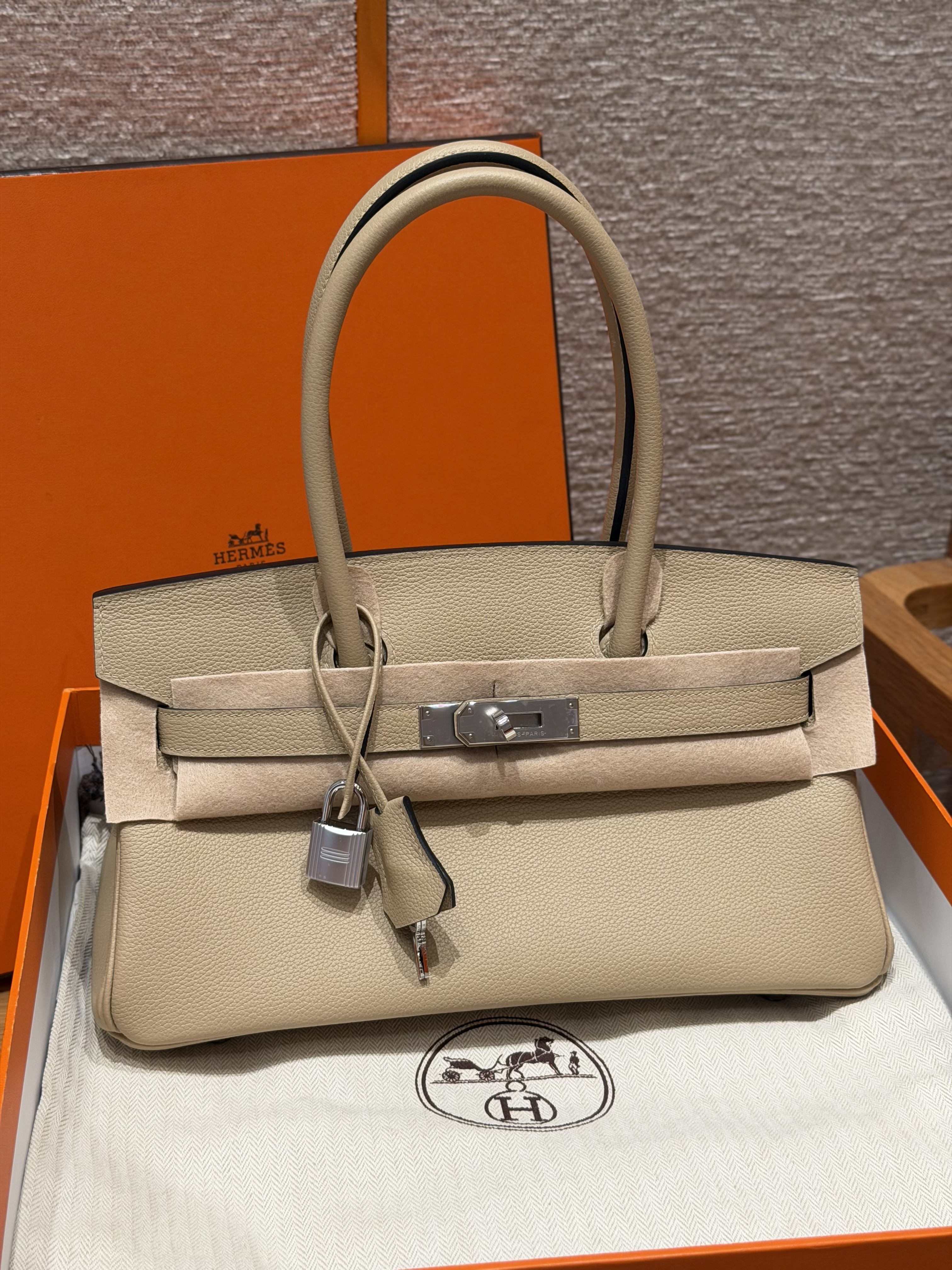 에르메스 Hermes Shoulder Birkin 29cm Evercolor S2 Trench/silver