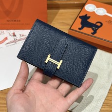 에르메스 Hermes Bearn mini wallet 10.3cm Epsom 2Z Blue Nuit/gold