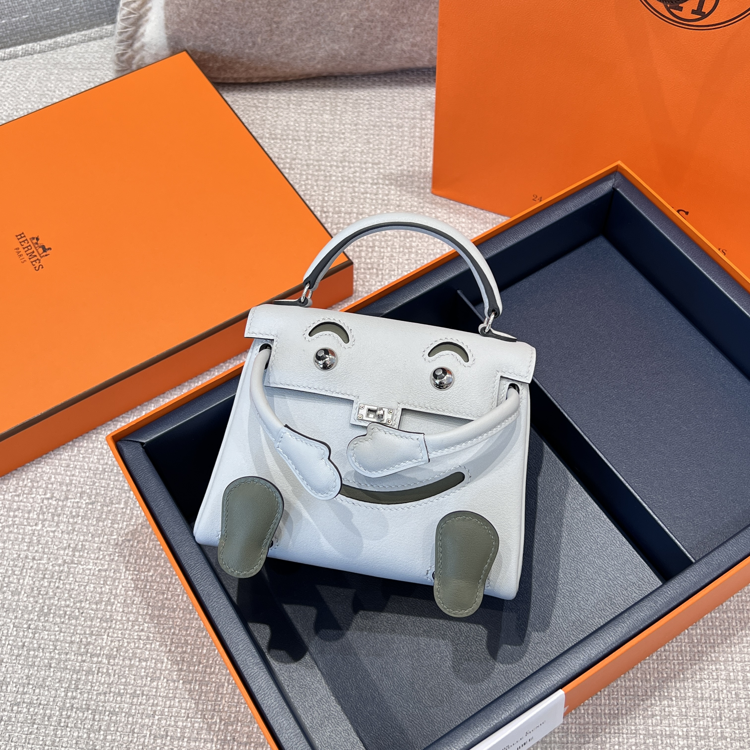 에르메스 Hermes Kelly Doll France Leather 8U Blue Glacier