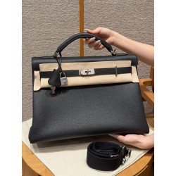 에르메스 Hermes Kelly Maxi 42cm Togo 89 Noir/silver