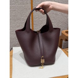 에르메스 Hermes Picotin lock 22cm clemence 0G Rouge seller/gold