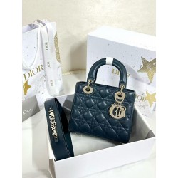 디올 Dior Small Lady Dior My ABCDior Bag Blue 20cm