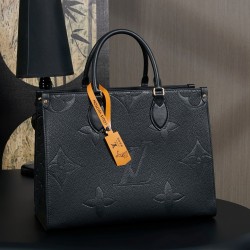 루이비통 Louis Vuitton M45595 Onthego MM Monogram Empreinte Black 35cm
