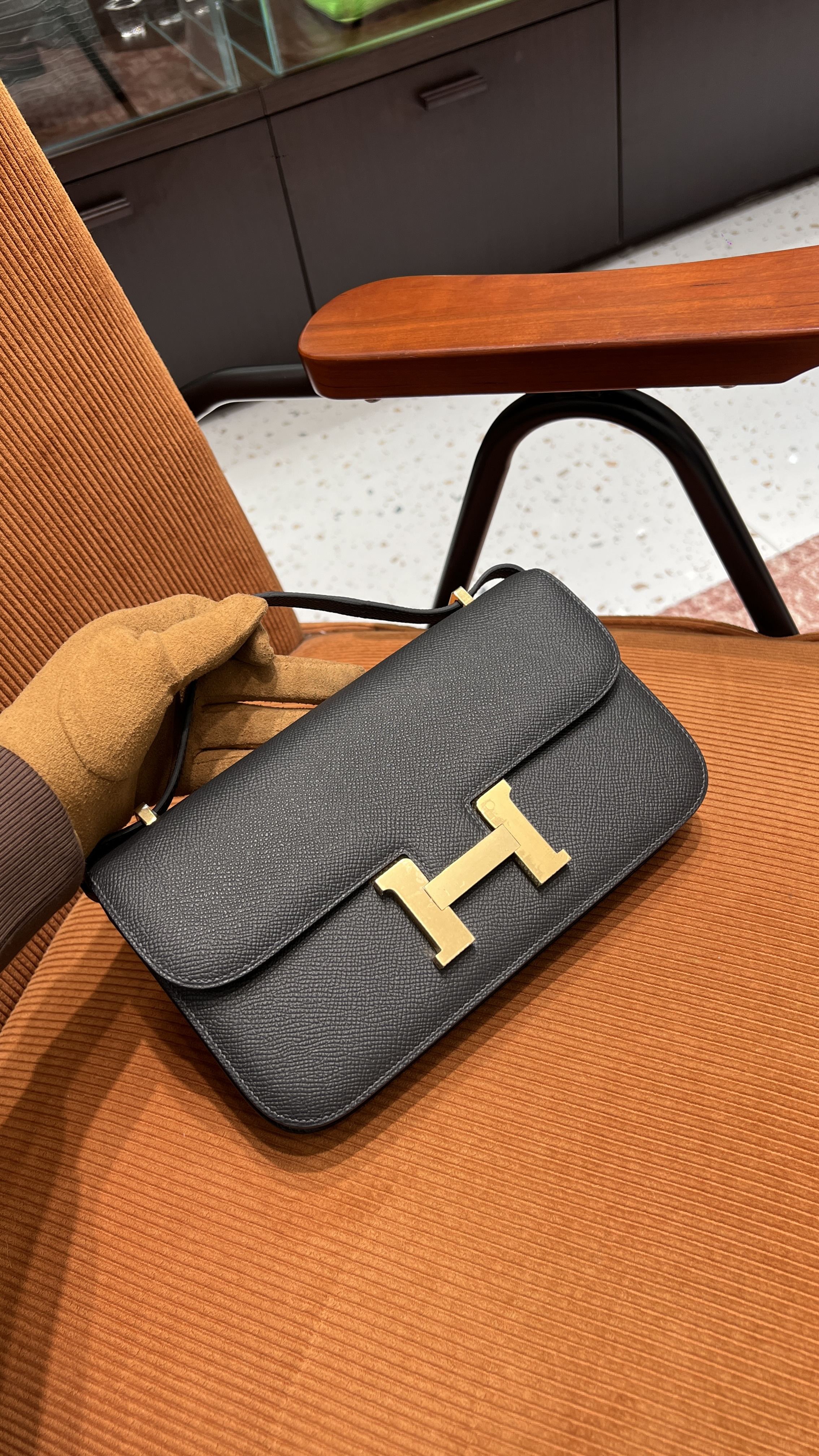 에르메스 Hermes Constance Elan Epsom 88 Graphite/gold