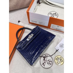 에르메스 Hermes Mini Kelly Hcp Alligator 73 Blue saphir/silver