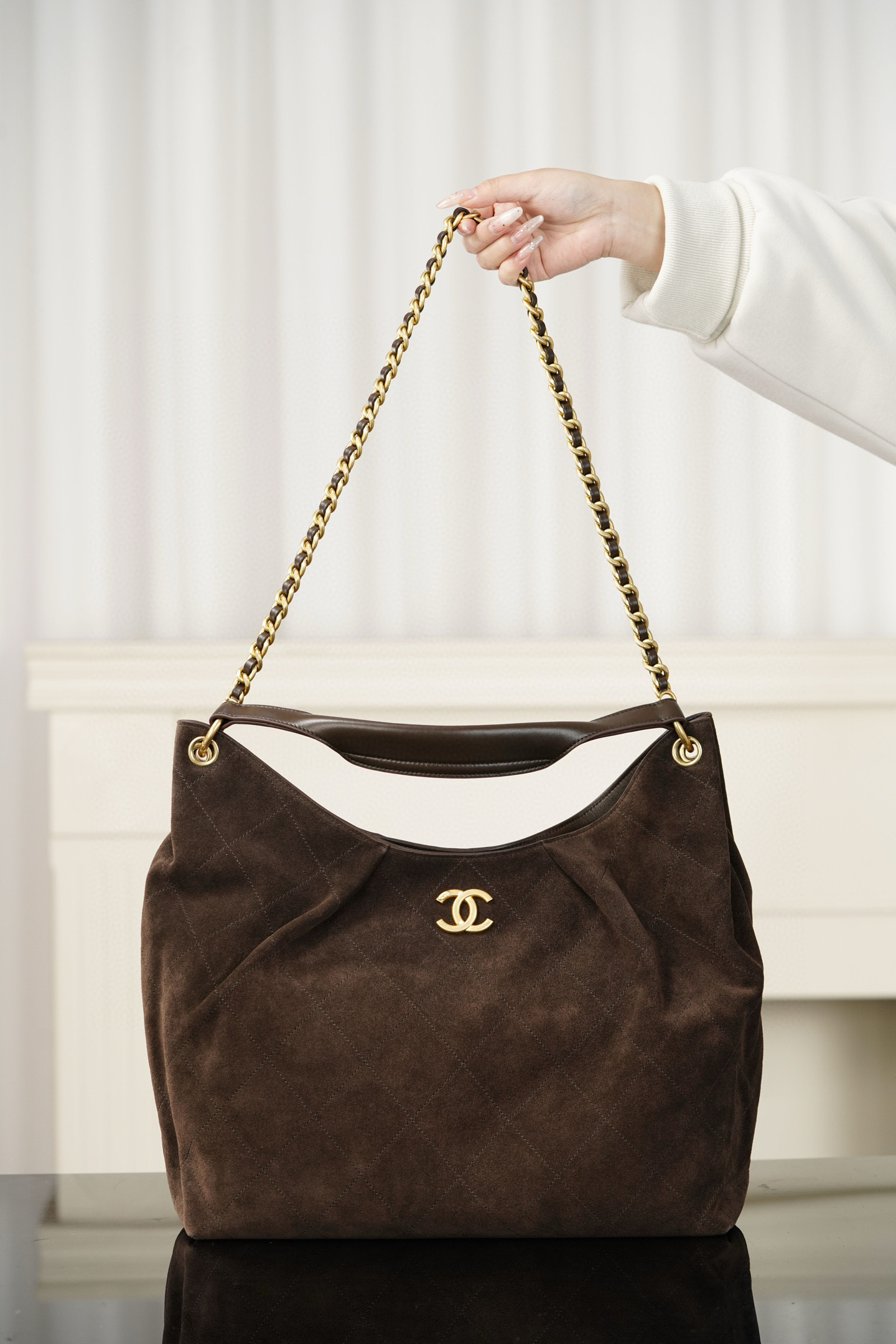 샤넬 CHANEL 26C AS6016 MAXI Hobo bag 38cm Coffee