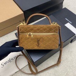 생로랑 Saint laurent YSL 766731 Gaby Vanity Bag in suede Caramel 18cm