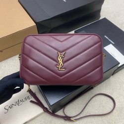 생로랑 Saint laurent YSL 869468 LOULOU camera bag in MATELASSÉ lambskin ROUGE CABERNET 23cm