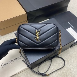 생로랑 Saint laurent YSL 869816 LOULOU mini camera bag in lambskin Black 18.5cm