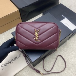 생로랑 Saint laurent YSL 869816 LOULOU mini camera bag in lambskin Wine red 18.5cm