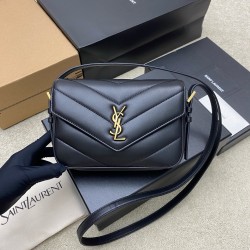 생로랑 Saint laurent YSL 873156 LOULOU toy crossbody in MATELASSÉ lambskin Black 20cm