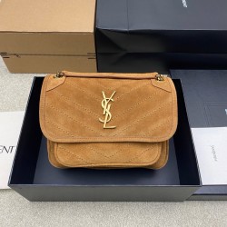 생로랑 Saint laurent YSL 498892 Niki Small Chain Bag  in suede CARAMEL COGNAC 22cm