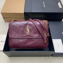 생로랑 Saint laurent YSL 812943 NIKI TRIPOUCH in vintage leather Wine red 28cm