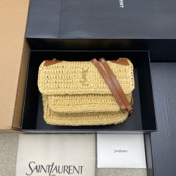 생로랑 Saint laurent YSL 828736 Niki Mini Chain Bag  in raffia NATURAL AND BRICK 18cm