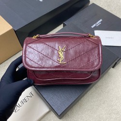 생로랑 Saint laurent YSL 846087 NIKI mini in vintage leather Wine red 18cm