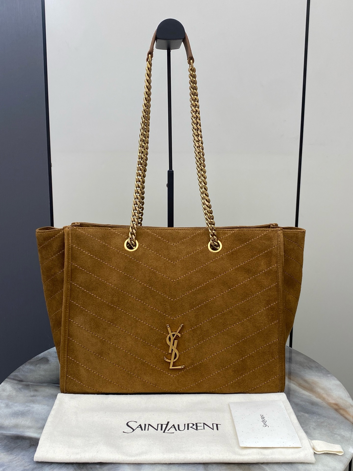 생로랑 Saint laurent YSL 871151 NIKI shopping in suede CARAMEL COGNAC 33cm