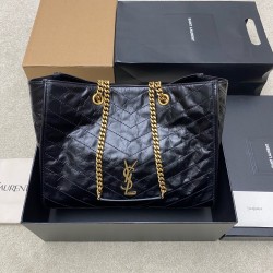 생로랑 Saint laurent YSL 871151 NIKI shopping in vintage leather Black gold 33cm