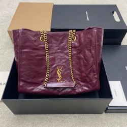 생로랑 Saint laurent YSL 871151 NIKI shopping in vintage leather Wine red 33cm