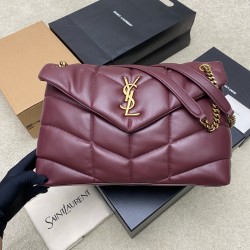 생로랑 Saint laurent YSL 577475 PUFFER MEDIUM in lambskin Wine red 35cm